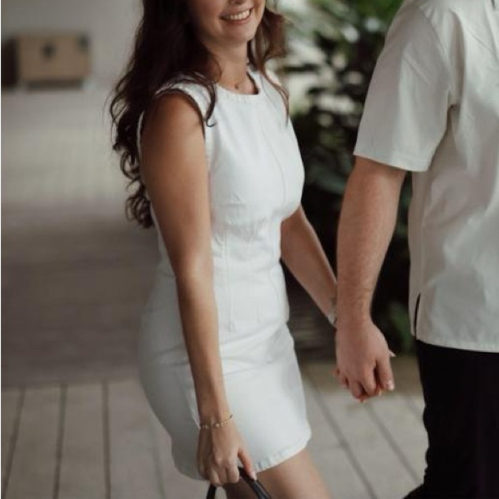 Abercrombie & Fitch White Sleeveless Denim Mini Dress